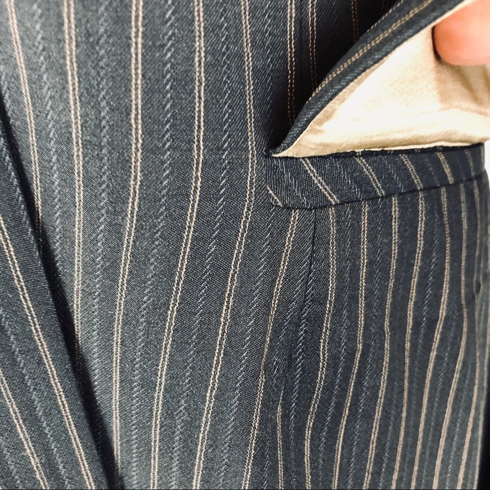 Rebecca Taylor gray pinstripe blazer wool blend size 10 - Picture 5 of 8